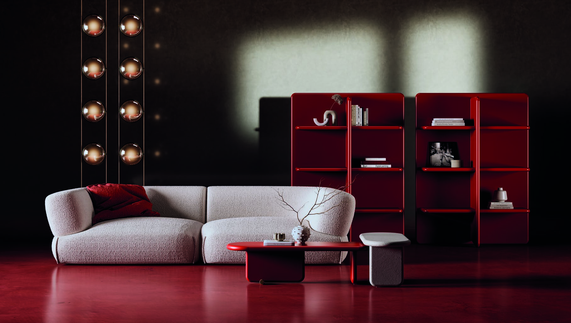 Bibliothèques Andy Book rouges et tables basses Andy — Minottiitalia, Made to Feel